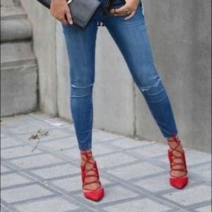 Nine West Red Suede Cutout Heels